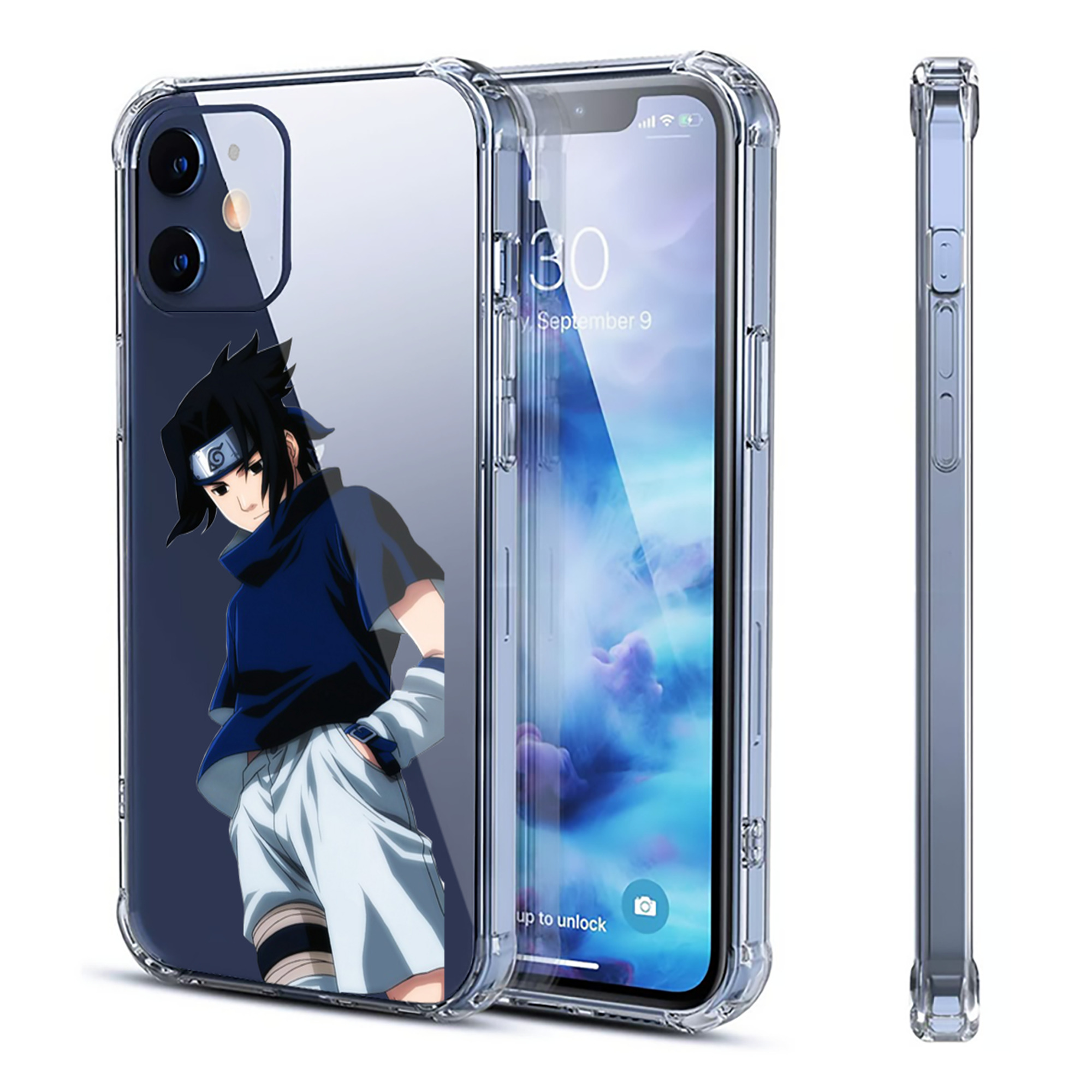 （画像用） NARUTO -ナルト- うちは サスケ Uchiha Sasuke 【iPhone 12シリーズ対応】透明スマホケース（クリアソフトケース）